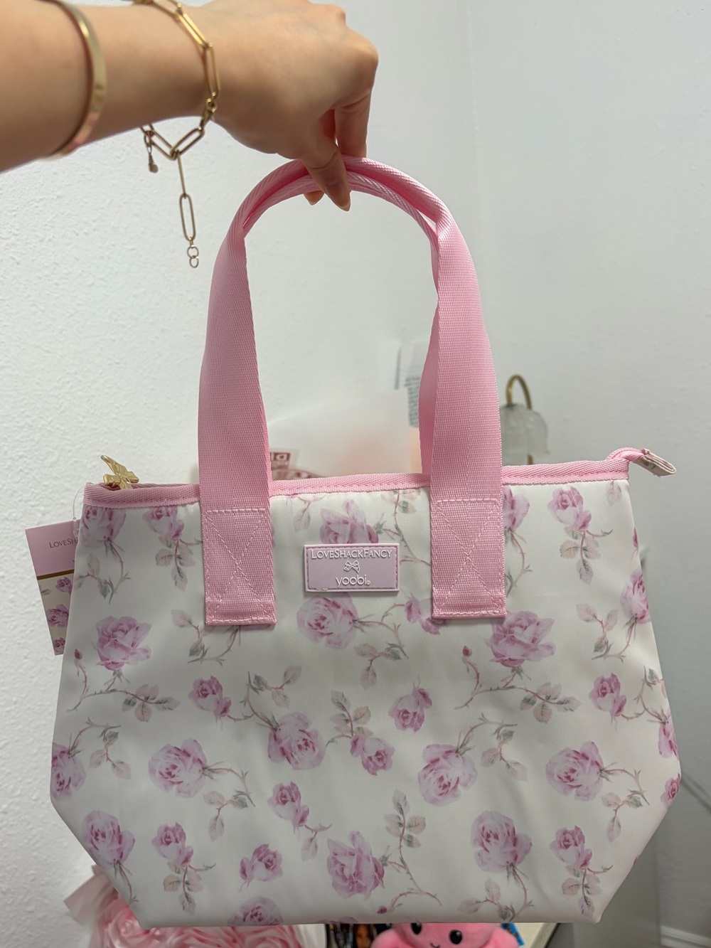 LoveShackFancy Pink Floral Lunch Tote Bag